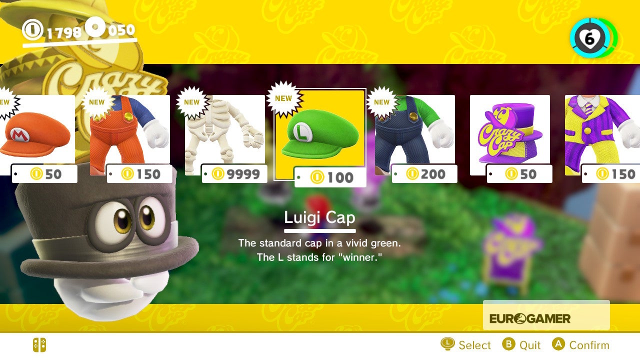 Super Mario Odyssey Hats list hat prices and how to unlock every hat and cap in Super Mario